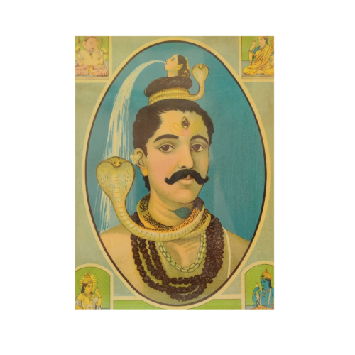 Vintage Original Raja Ravi Varma Shri Kashi Vishwanath Oleograph - Image 3