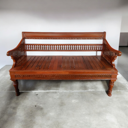 Vintage Wooden Carved Bench