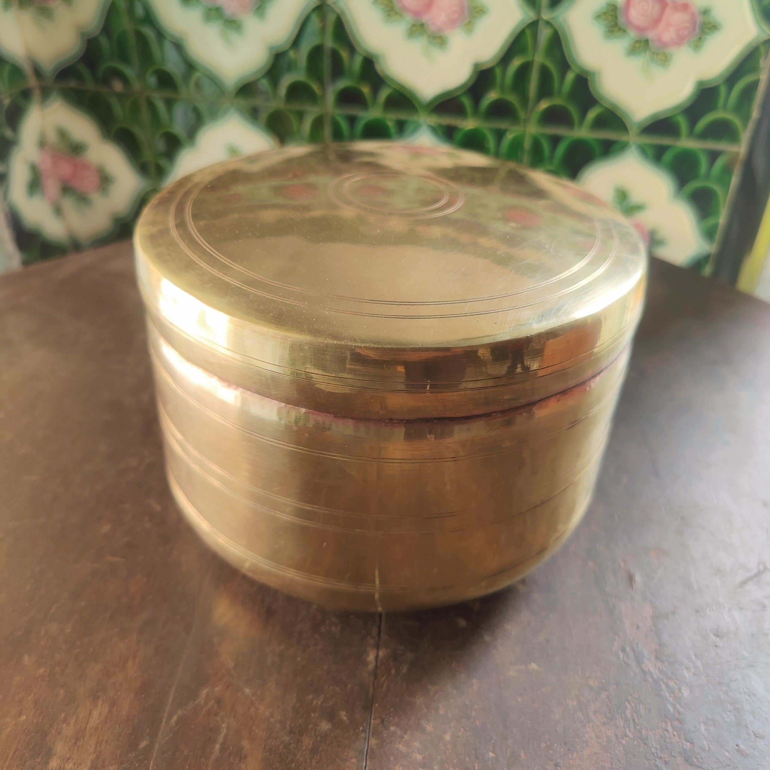 Vintage brass ladoo box - Unique Antique Collection