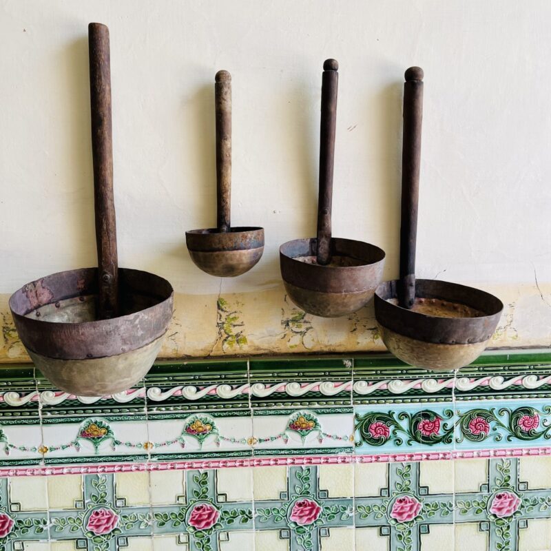 Vintage Brass Wooden Wall Decor/Mini Planter (4 Pcs Set)