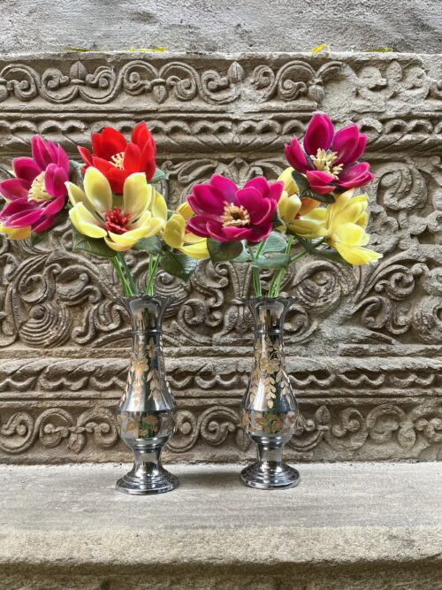 Vintage Brass White Polished Flower Pot