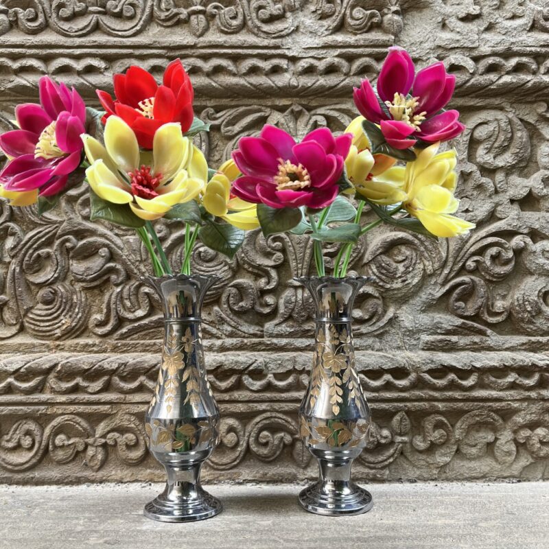 Vintage Brass White Polished Flower Pot