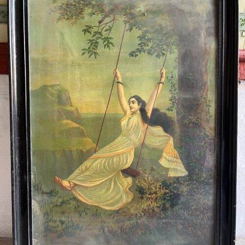 Vintage Ravi Verma mohini large size oilograph