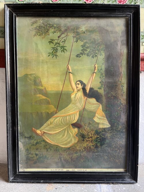 Vintage Ravi Verma mohini large size oilograph