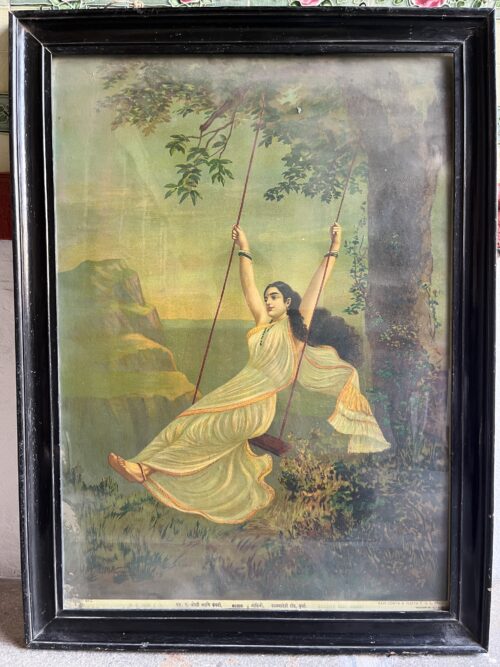 Vintage Ravi Verma mohini large size oilograph - Image 2