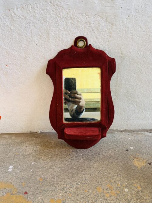 Vintage Wooden Mirror (Velvet Work)