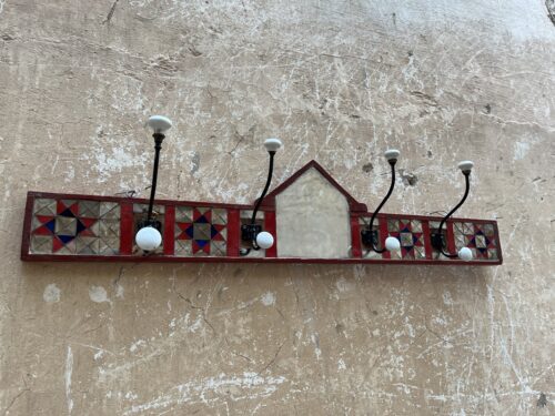 Vintage wooden frame mirror work iron khunti - Image 4