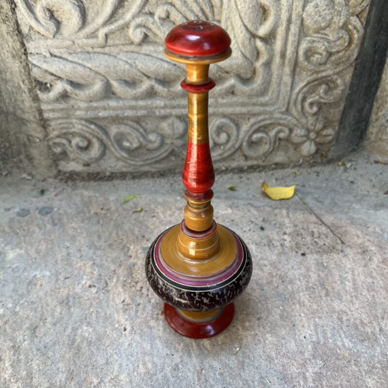 Vintage Wooden Hand Painted Chandras Chappdi Work Rose Water Sprinkle Bottle
