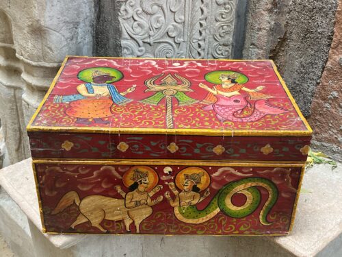 Vintage wooden hand painting sandook (box)