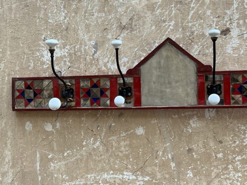 Vintage wooden frame mirror work iron khunti - Image 5