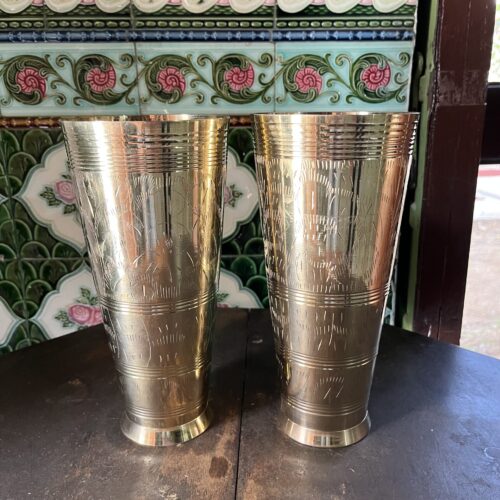 Vintage Brass 2 Pcs Lassi Glasses Set
