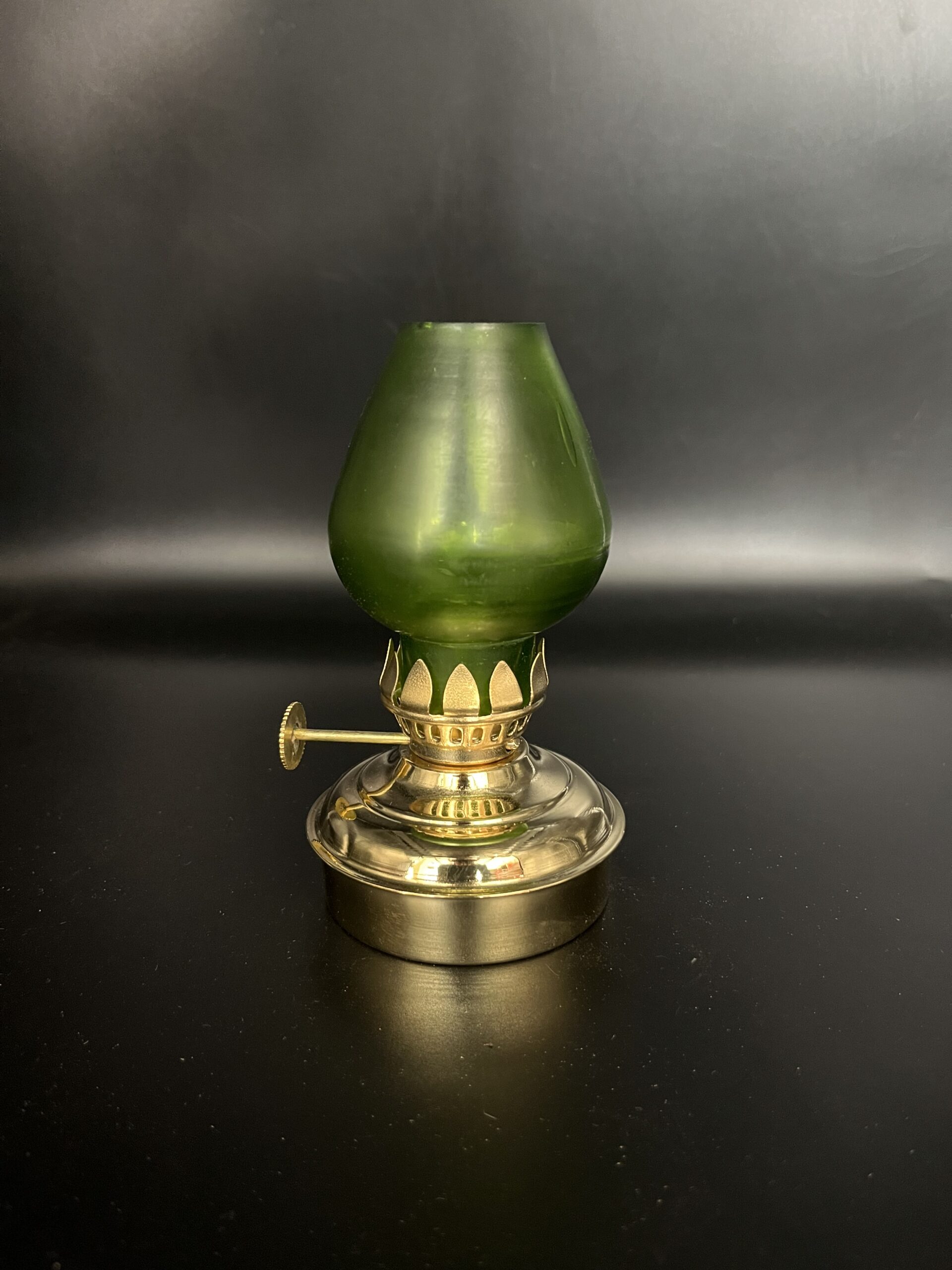 Brass lamp green glass - Unique Antique Collection