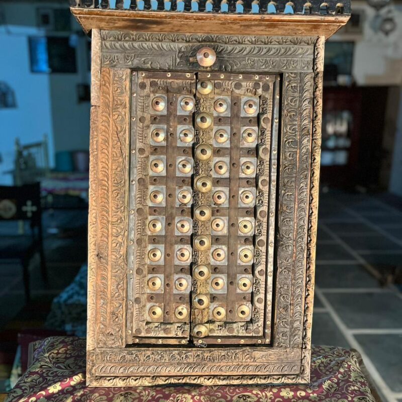Antique Wooden Hand Carving And Brass Work Flowers Wall Decor