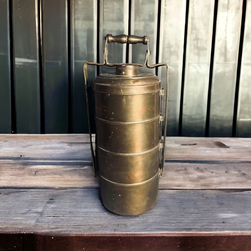Antique Brass Extra Large Size 4 Tier Tiffin Box