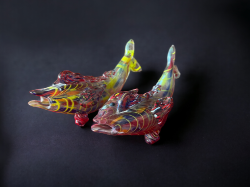 Antique multi color glass fish - Image 2