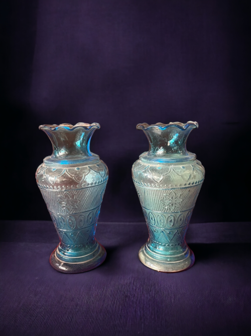 Antique beautiful glass flower pots 2 pcs set