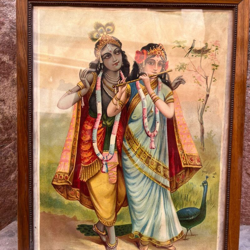 Vintage Radha Krishna German Lithograph