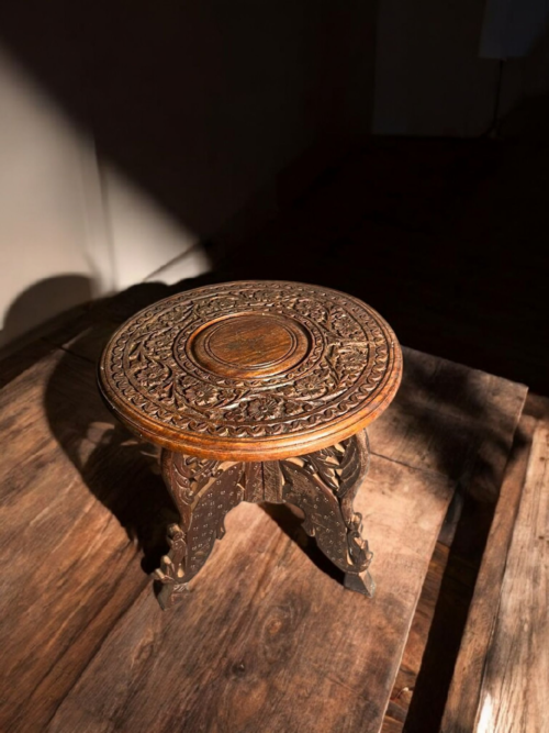 Vintage wooden hand carving corner table