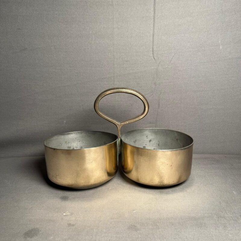 Vintage Brass 2 Bowl Sabji Serving Basket