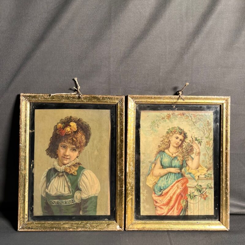 Vintage Small Size 2 Pcs English Lithograph