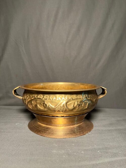 Vintage brass carved urli with stand