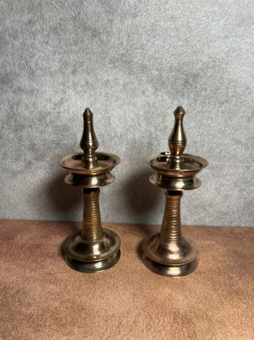 Vintage brass 2 pcs diyas set - Image 4