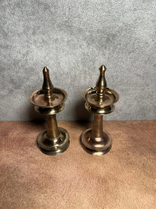 Vintage brass 2 pcs diyas set - Image 3