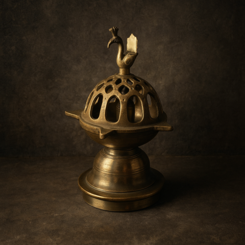 Vintage brass beautiful peacock diya