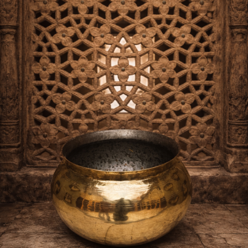 Vintage Hand-Hammered Brass Patila / Storage Pot (Large Size)