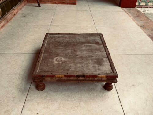 Antique wooden 4 legs chowki - Image 2