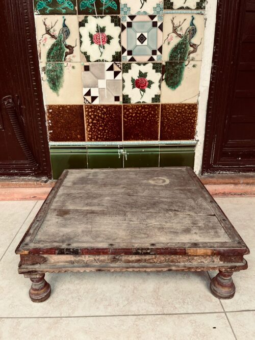 Antique wooden 4 legs chowki - Image 4