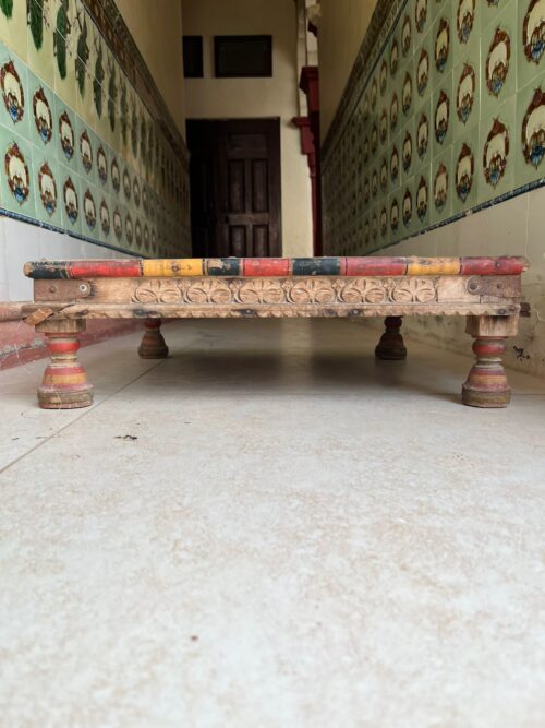 Antique wooden 4 legs chowki - Image 7