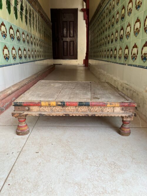 Antique wooden 4 legs chowki - Image 6