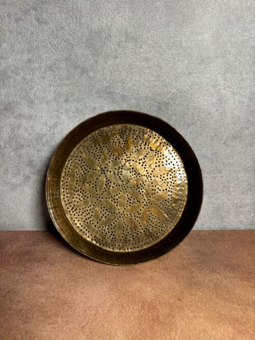 Vintage brass carved chalni - Image 2