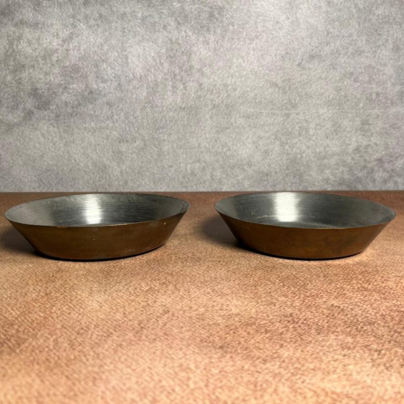 Vintage Brass 2 Pcs Tin Coated Bowls