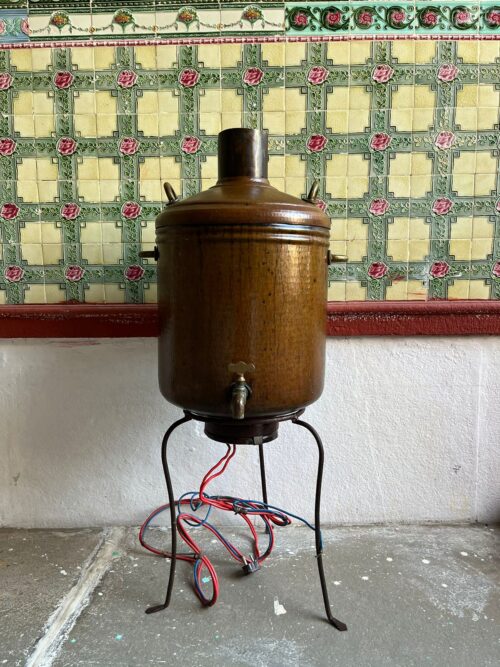 Antique copper hot water heater with iron stand - Image 8