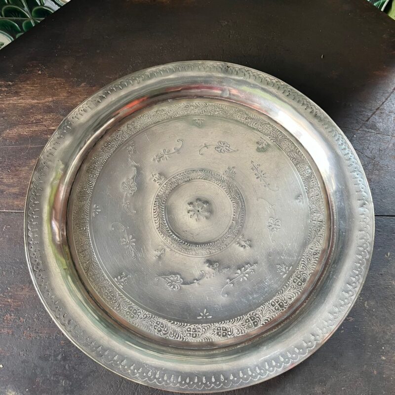 Vintage Brass White Polished Carving Plate