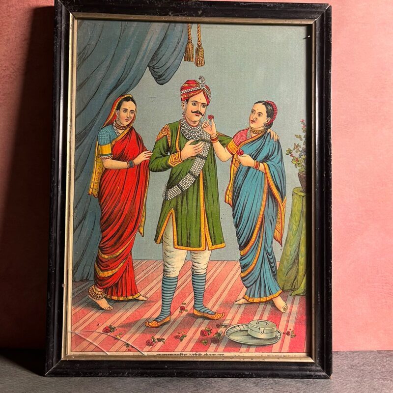 Vintage Very Rare Revrma Oleograph Raja Maansingh With Chandrakala