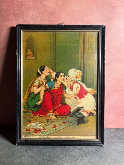 Antique very rare subject shringaar vilas ravi verma oilograph