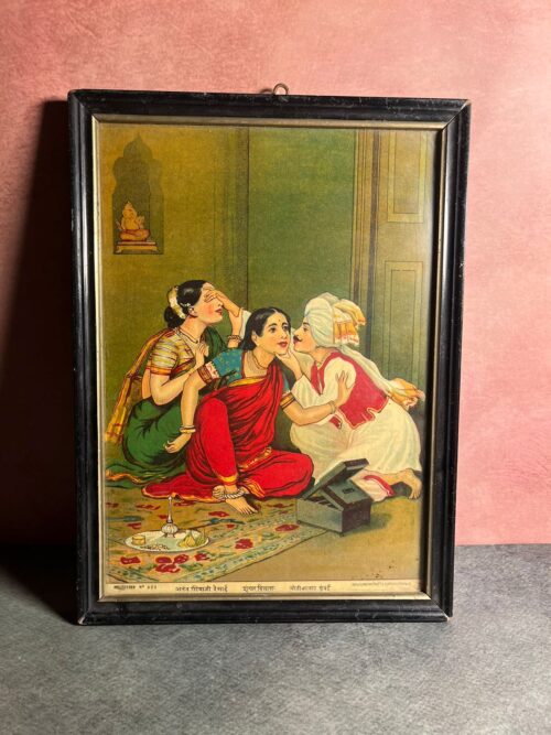 Antique very rare subject shringaar vilas ravi verma oilograph - Image 2