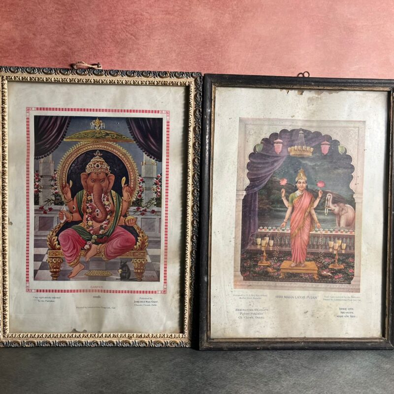 Vintage Ma Laxmi And Shree Ganesh G Lithographs