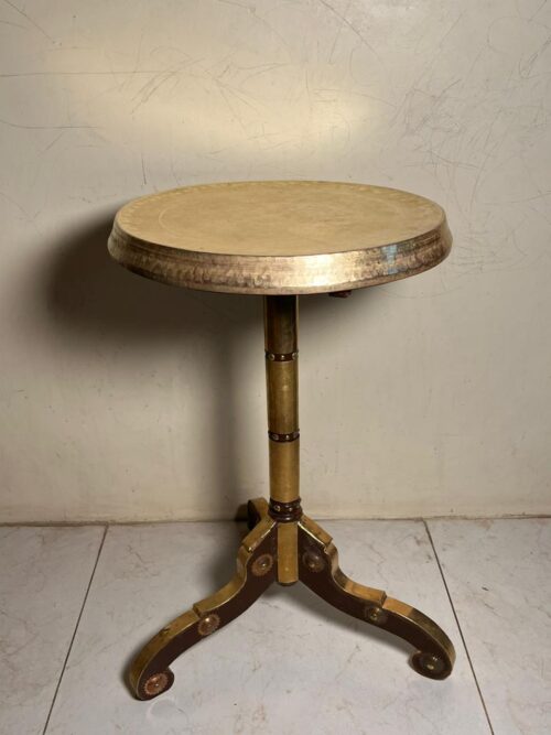 Vintage wooden on brass corner table - Image 6