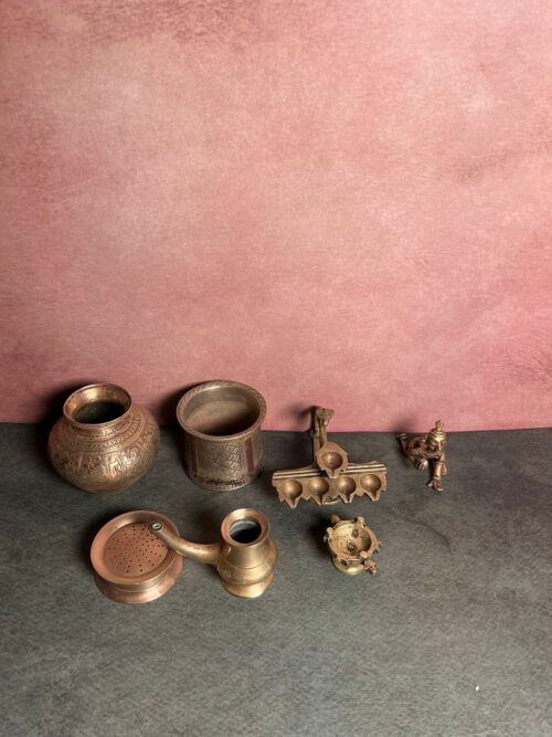 Vintage bronze and brass Pooja essentials - Image 3