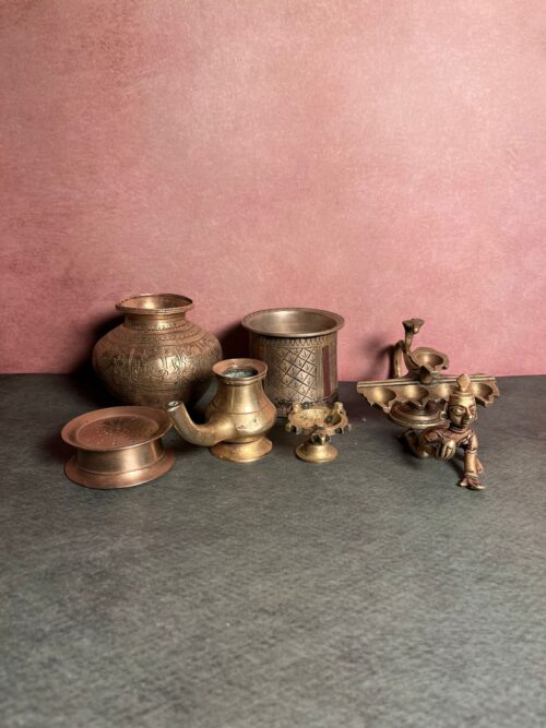 Vintage bronze and brass Pooja essentials