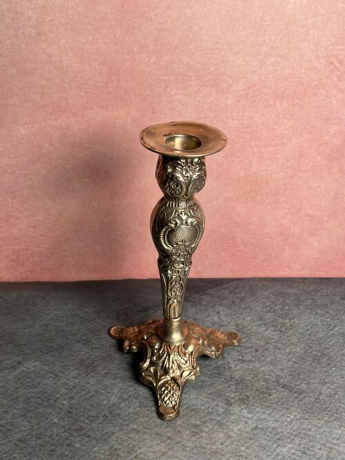 Vintage bronze carved candle stand - Image 2