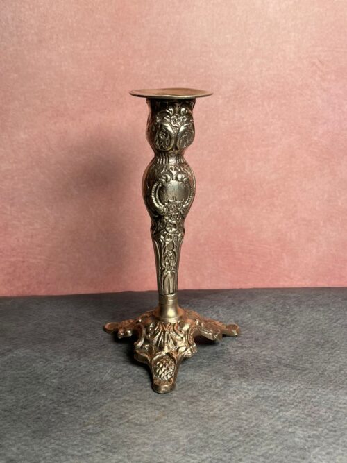 Vintage bronze carved candle stand