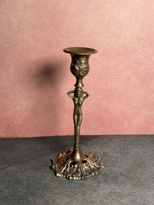 Vintage bronze lady figure candle stand - Image 4