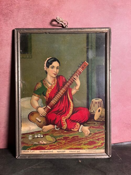 Vintage Ravi verma maharashtri sundri oilograph - Image 5