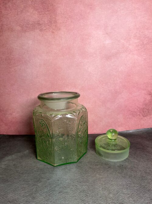 Vintage glass green jar (bhand) - Image 4