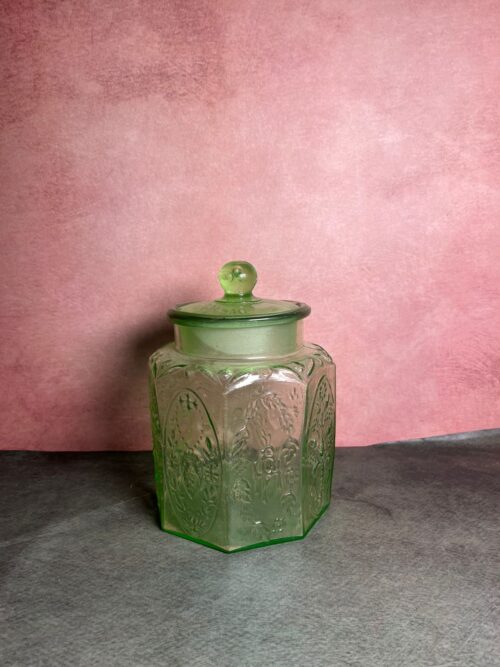 Vintage glass green jar (bhand)